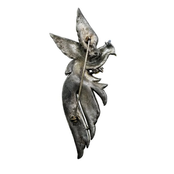 Beautiful Older Pot Metal Paste Dimensional Bird Brooch (A8591) - Picture 6 of 7